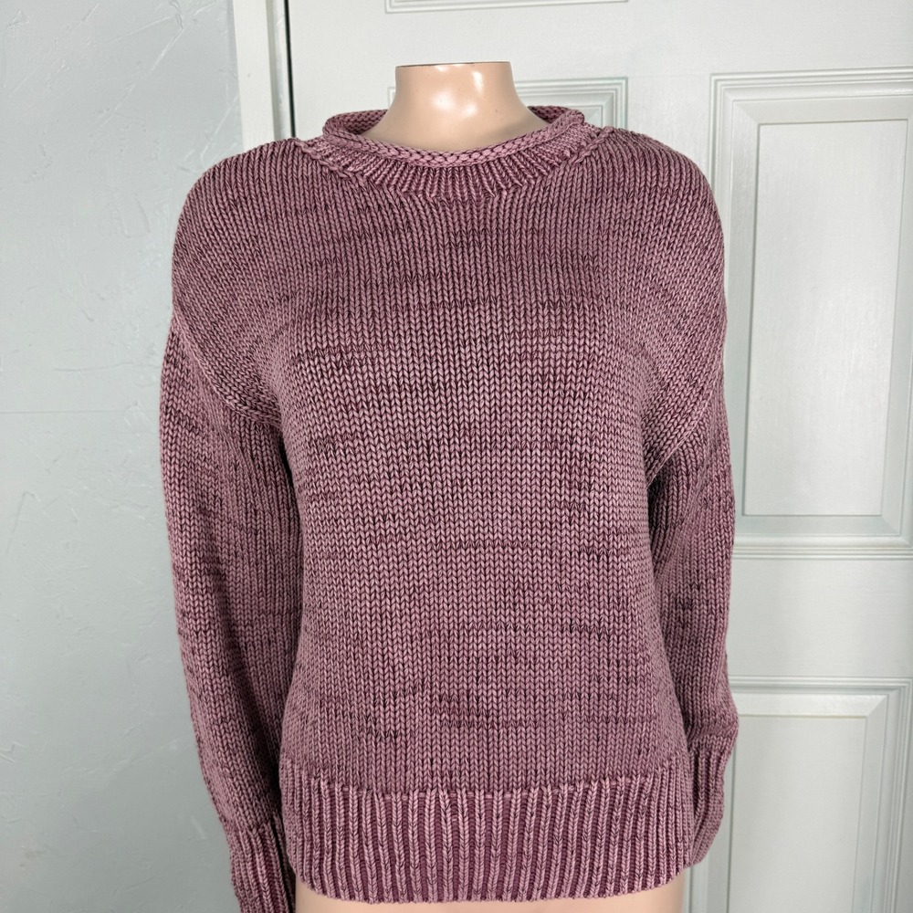 Faherty Sweater Women's XS Sunwashed Knit Cotton Roll neck Mauve S3-9